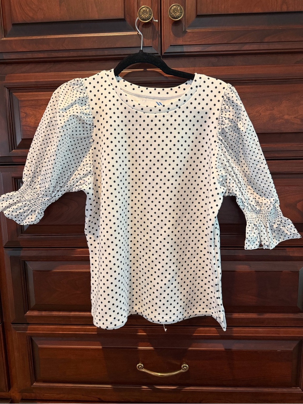 Addison Bay White Polka Dot Puff Sleeve Top